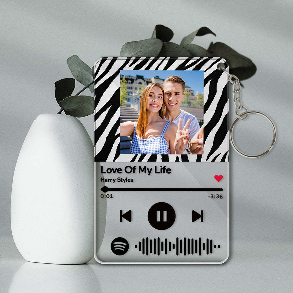 Custom Scannable Spotify Code Keychains Acrylic Music Animal Texture Style Gifts - Myphotomugs