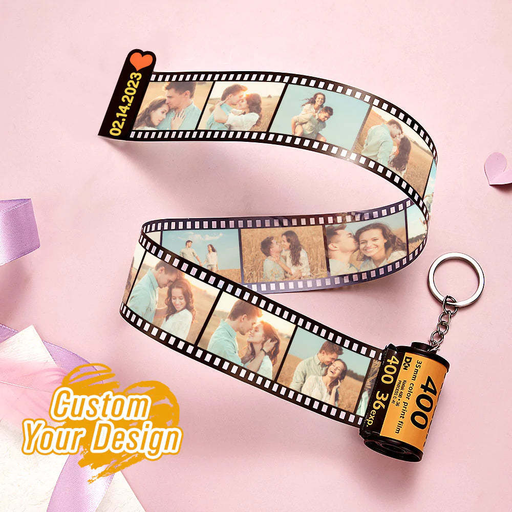 Personalized Photo and Name Film Roll Keychain Custom Camera Keychain Film Gifts for Lover - Myphotomugs