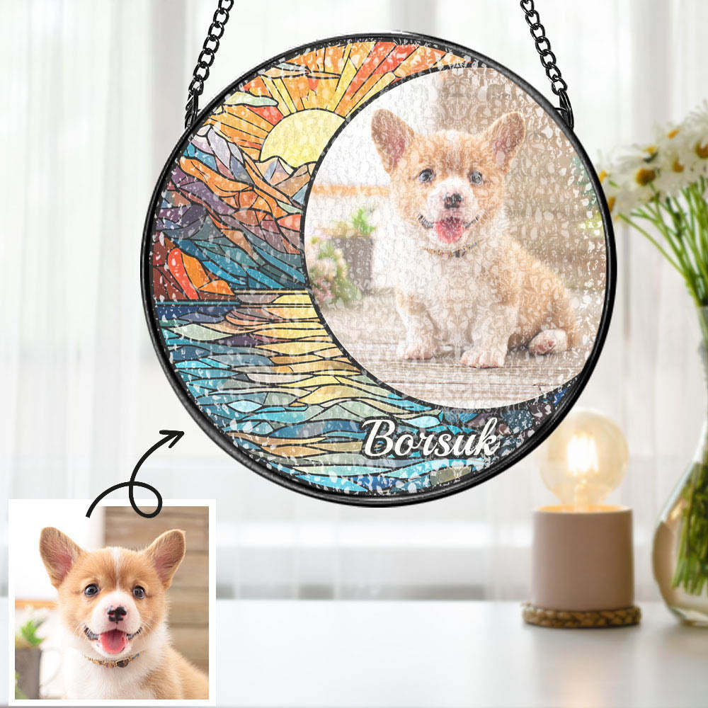 Personalized Dog Suncatcher Custom Photo Dog Suncatcher Christmas Ornament - MyPhotoMugs