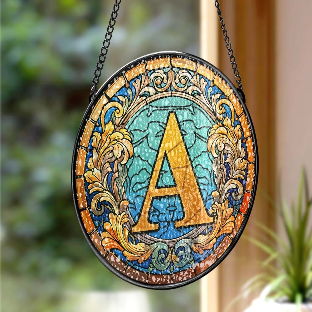 Letter Suncatcher Window Panel Hanging Sun Catcher Window Decor - Myphotomugs