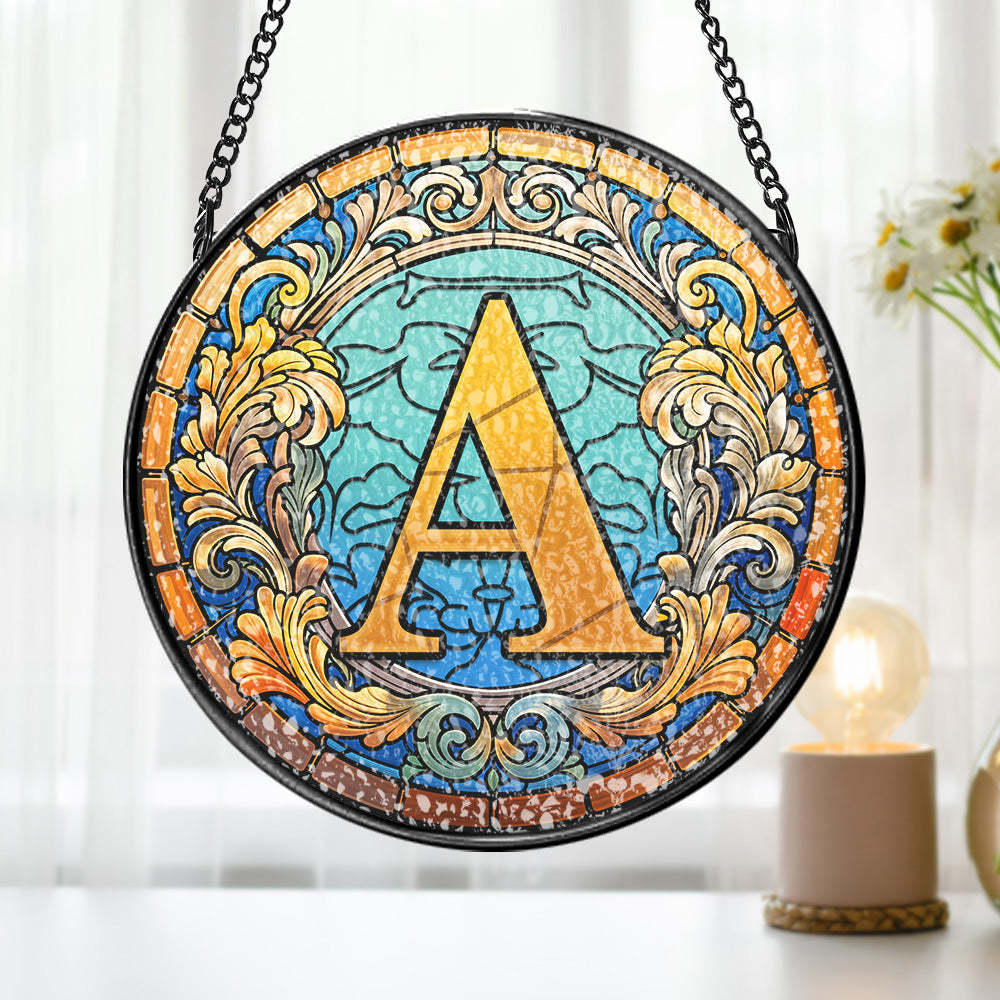 Letter Suncatcher Window Panel Hanging Sun Catcher Window Decor - Myphotomugs