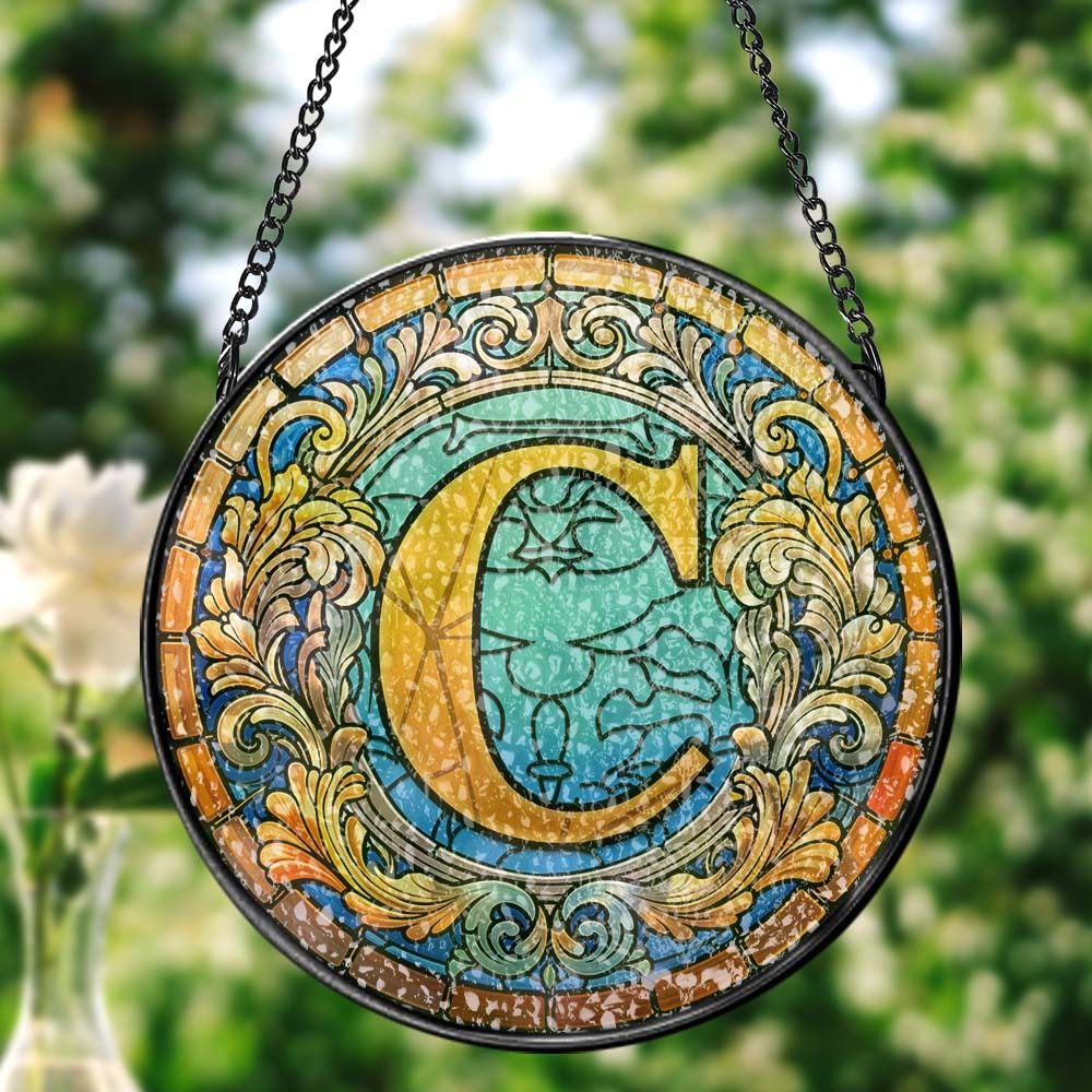 Letter Suncatcher Window Panel Hanging Sun Catcher Window Decor - Myphotomugs