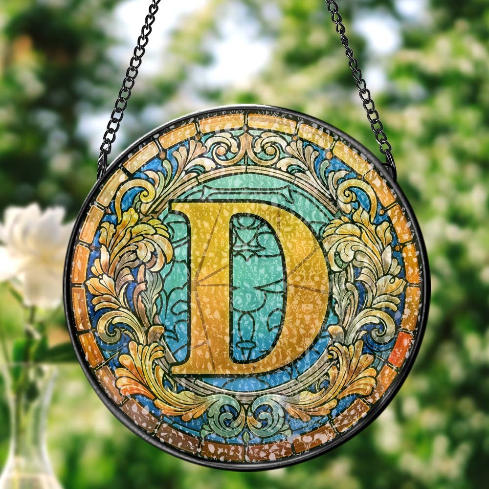 Letter Suncatcher Window Panel Hanging Sun Catcher Window Decor - Myphotomugs