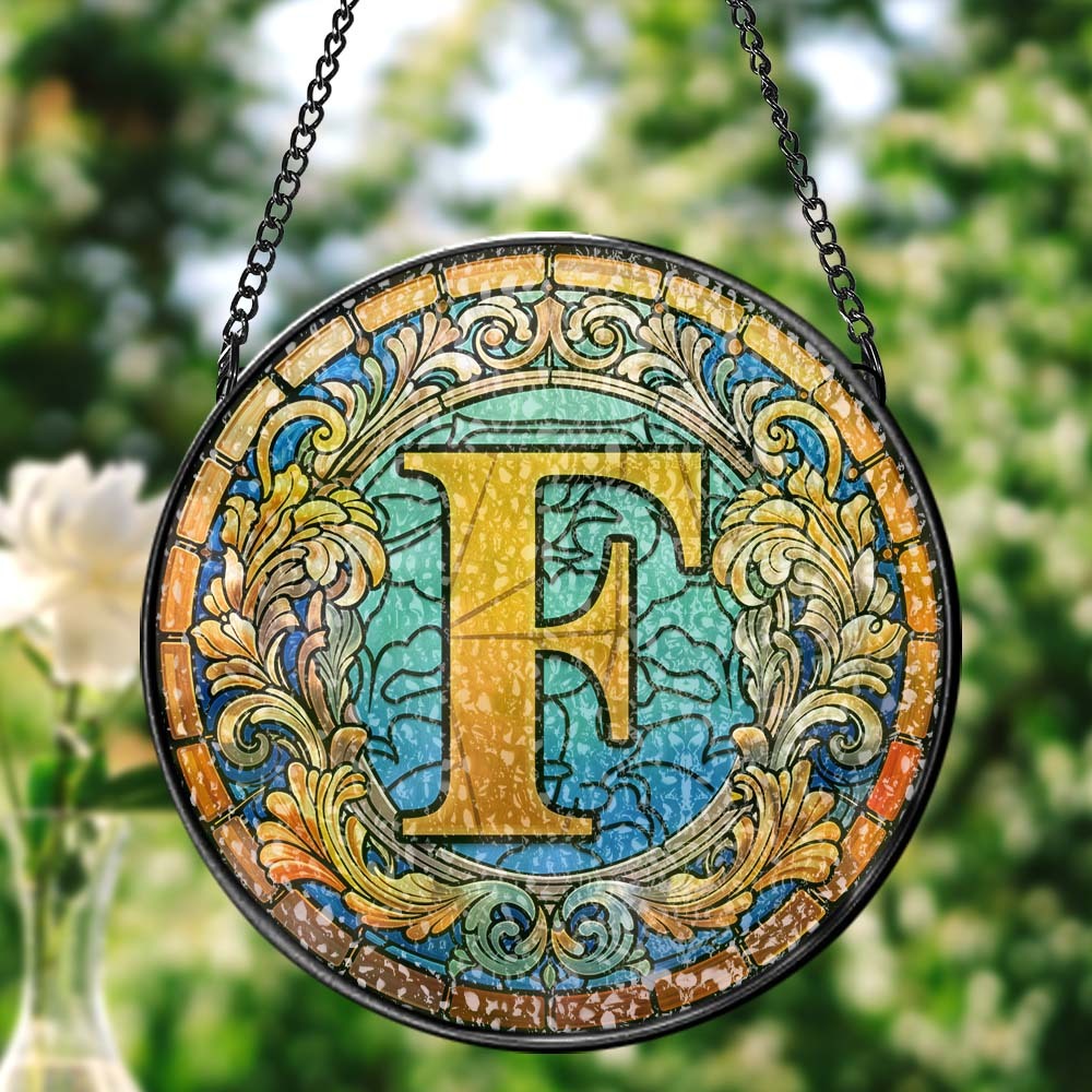 Letter Suncatcher Window Panel Hanging Sun Catcher Window Decor - Myphotomugs