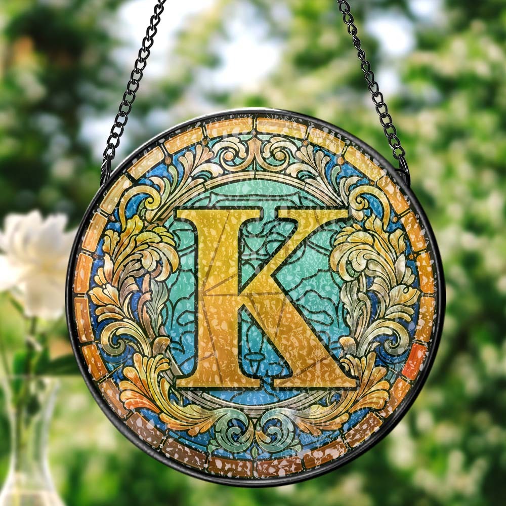 Letter Suncatcher Window Panel Hanging Sun Catcher Window Decor - Myphotomugs