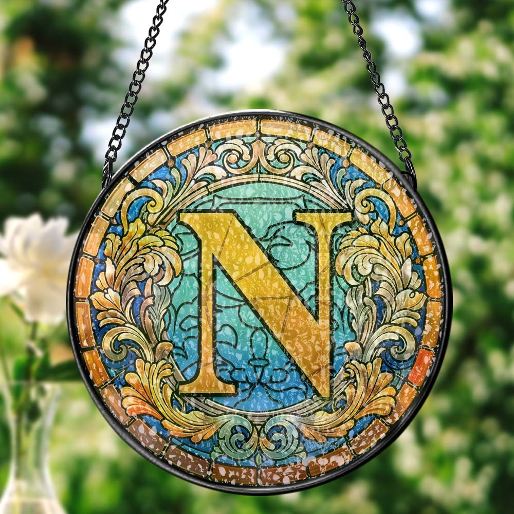 Letter Suncatcher Window Panel Hanging Sun Catcher Window Decor - Myphotomugs