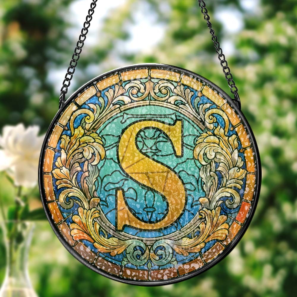 Letter Suncatcher Window Panel Hanging Sun Catcher Window Decor - Myphotomugs
