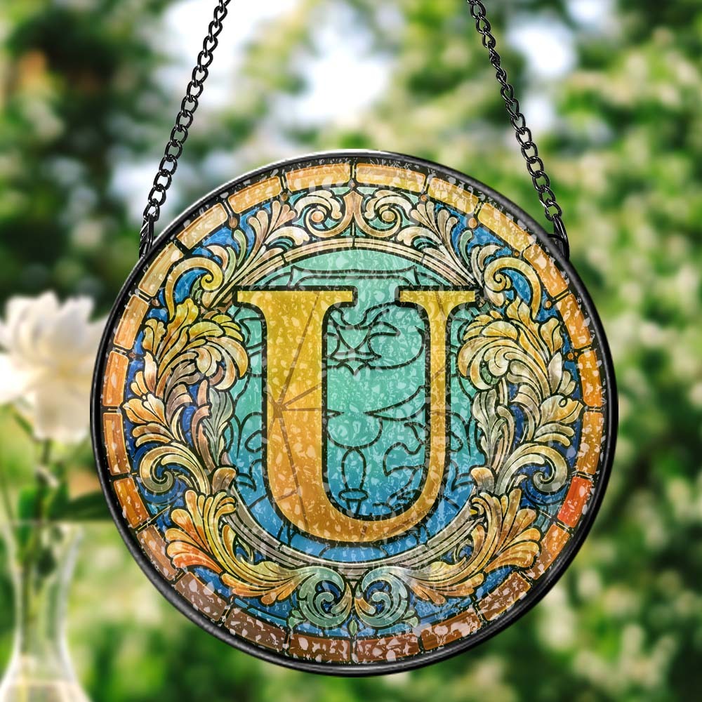 Letter Suncatcher Window Panel Hanging Sun Catcher Window Decor - Myphotomugs