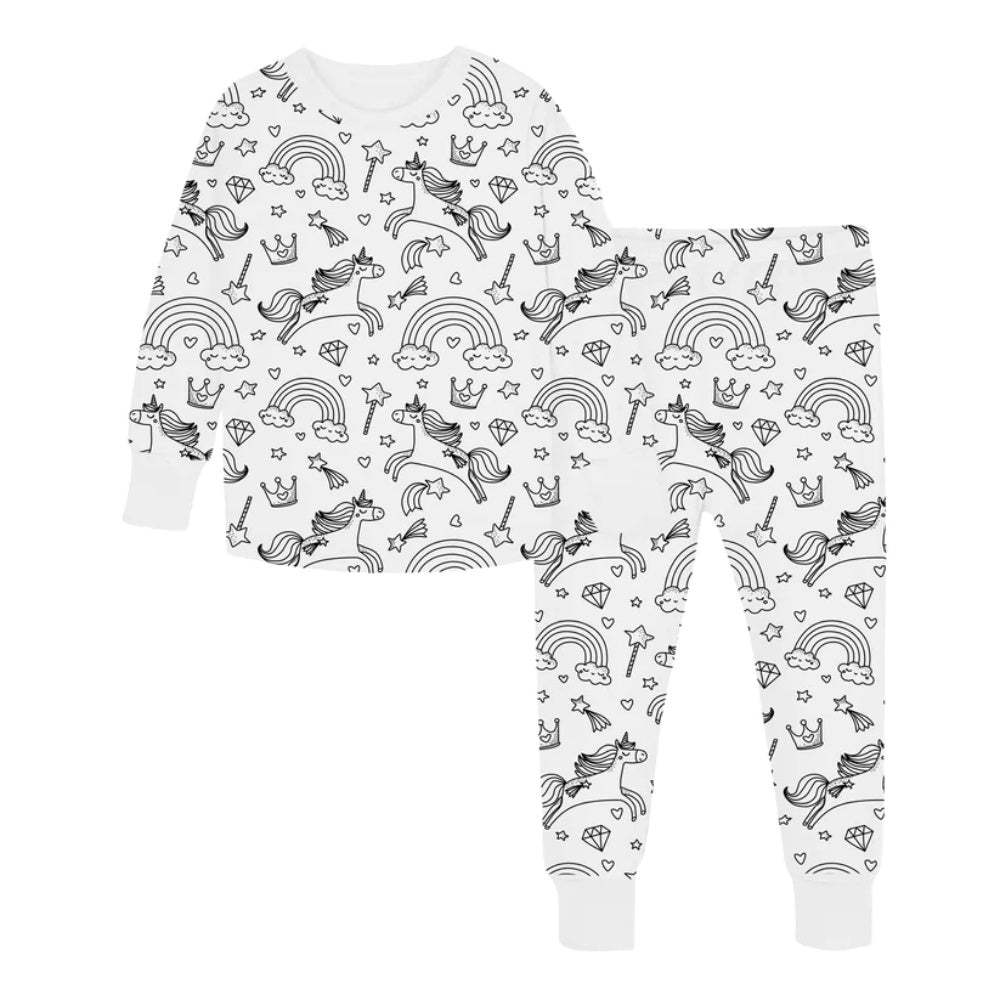 Children's DIY Hand-painted Graffiti Pajama Sets Home Clothes Coloring Cotton Pajama Sets - Myphotomugs