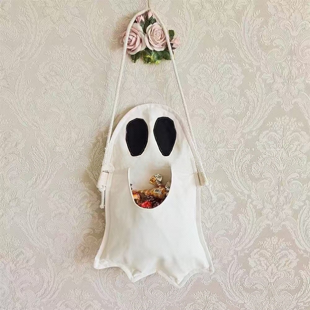 Halloween Ghost Shoulder Bag Cute Trick-or-Treat Candy Bag for Kids Halloween Ghost Bag