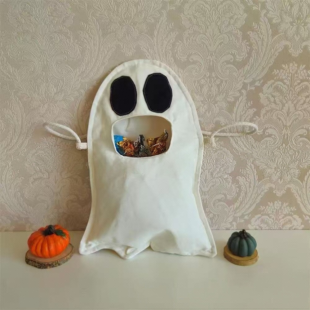 Halloween Ghost Shoulder Bag Cute Trick-or-Treat Candy Bag for Kids Halloween Ghost Bag
