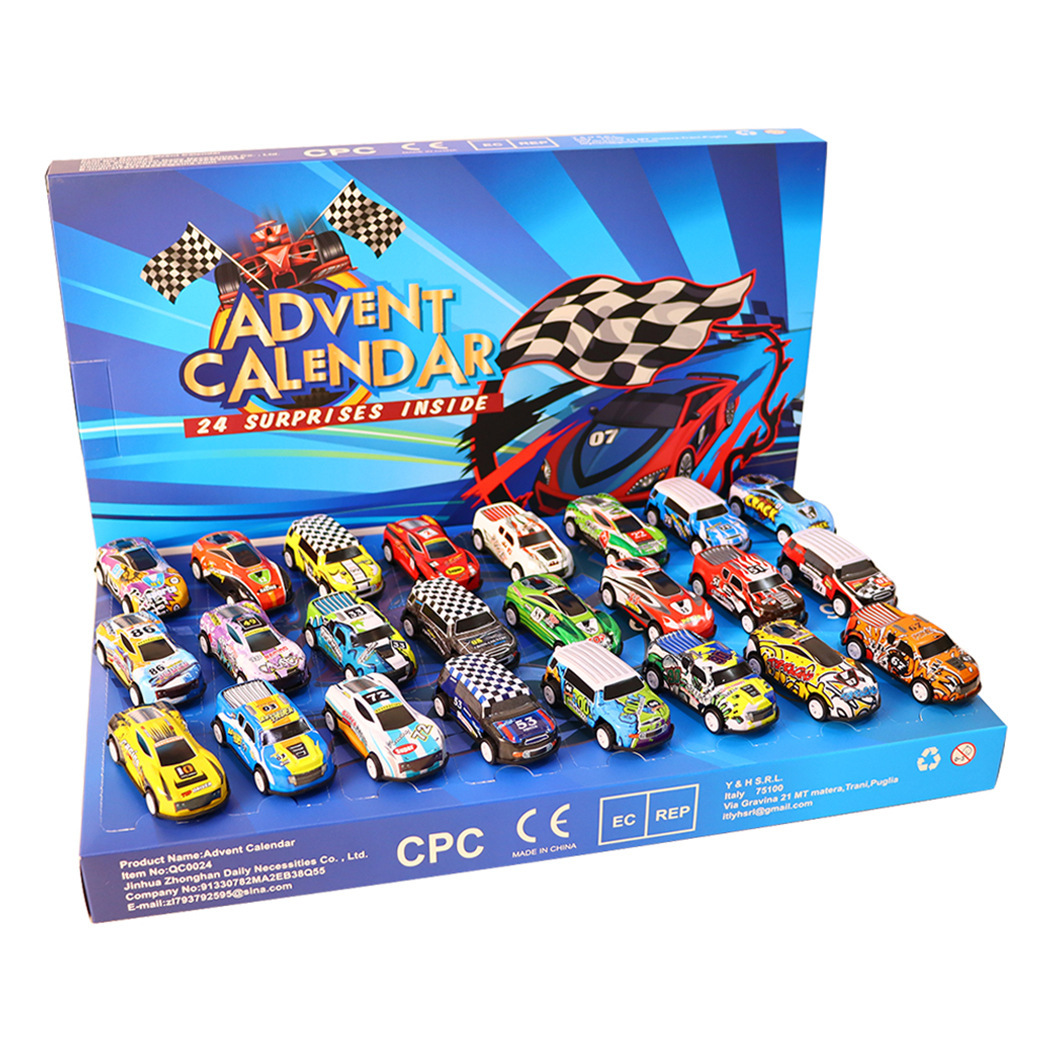 Christmas Alloy Car Advent Calendar 24 Days Countdown Alloy Car Toy Set Countdown Surprise Gift Box for Kids