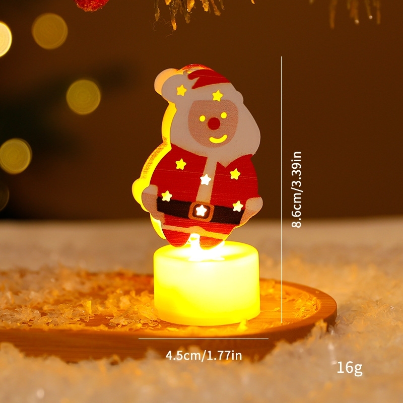 Christmas LED Candle Light Glowing Santa Snowman Night Lamp Holiday Decor
