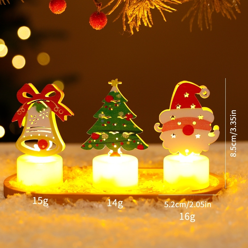 Christmas LED Candle Light Glowing Santa Snowman Night Lamp Holiday Decor