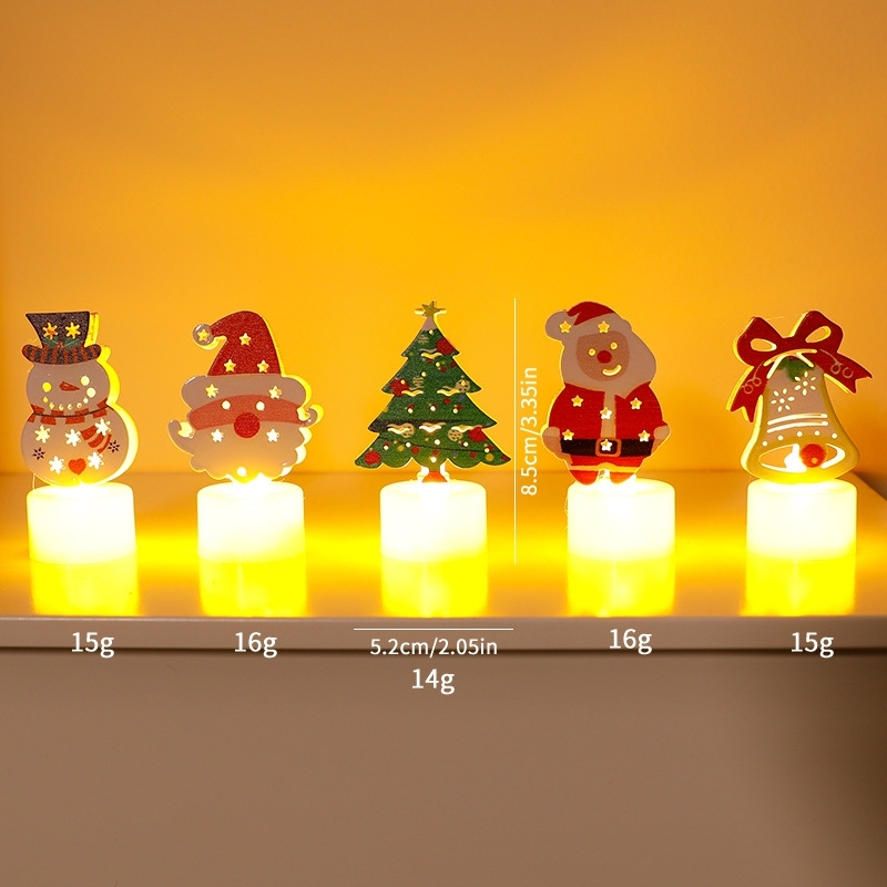 Christmas LED Candle Light Glowing Santa Snowman Night Lamp Holiday Decor