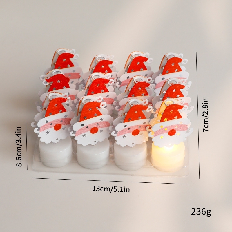Christmas LED Candle Light Glowing Santa Snowman Night Lamp Holiday Decor