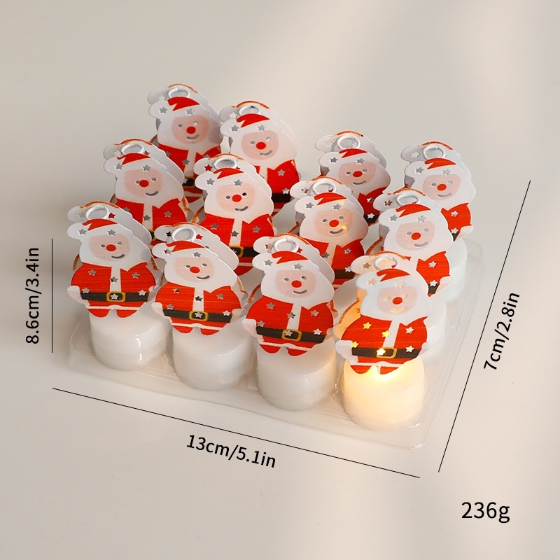 Christmas LED Candle Light Glowing Santa Snowman Night Lamp Holiday Decor