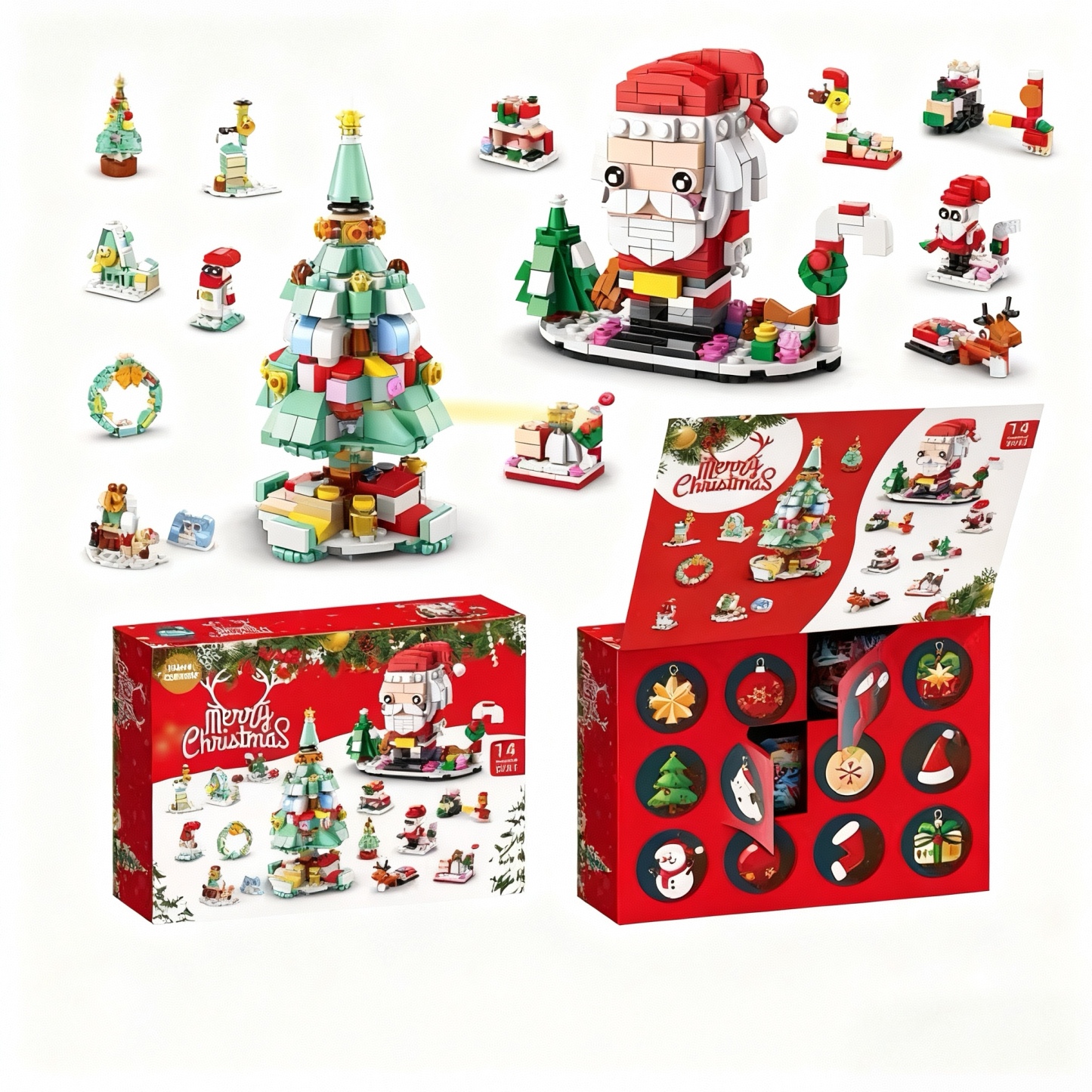 Christmas Building Block Blind Box Festive Mini Brick Collectibles Gift Christmas Countdown Surprise Box