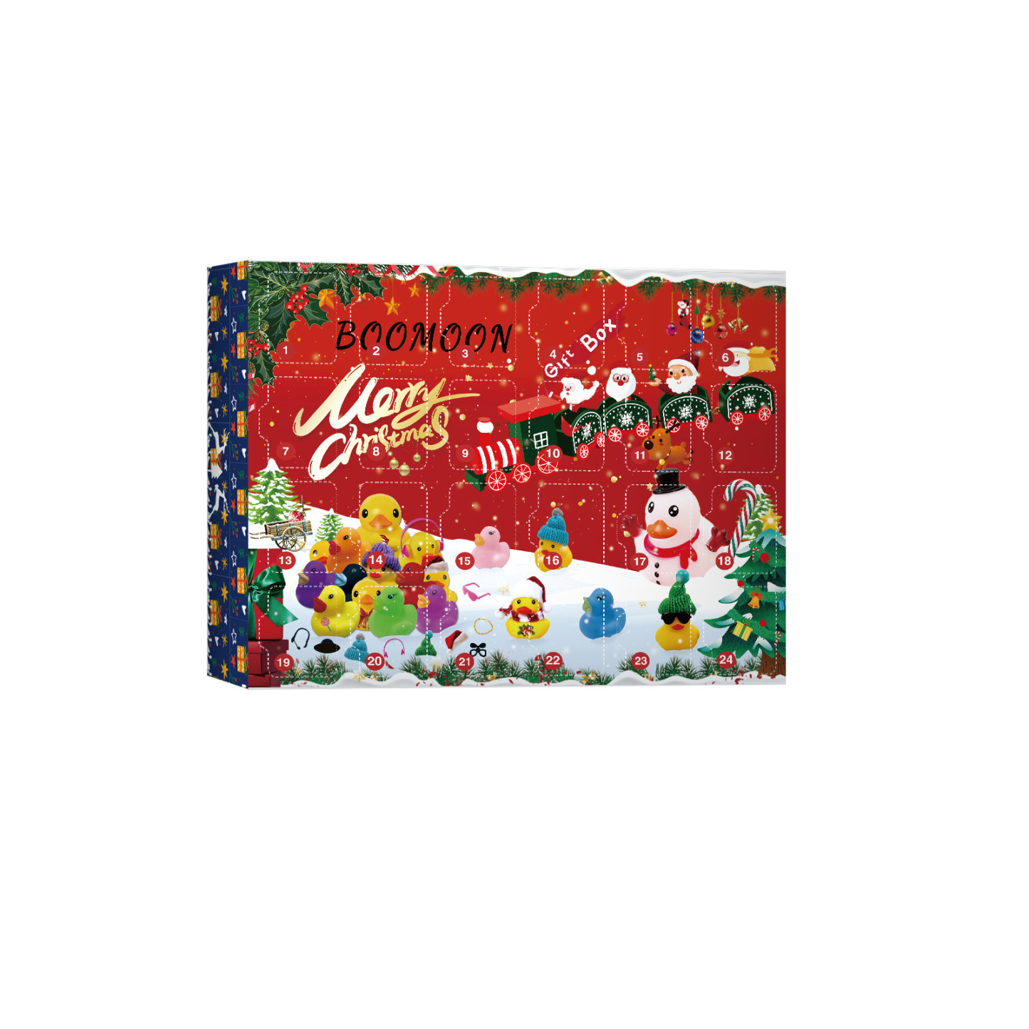 24Day Christmas Advent Calendar with Mini Rubber Ducks Holiday Countdown Surprise Toy Gift for Boys