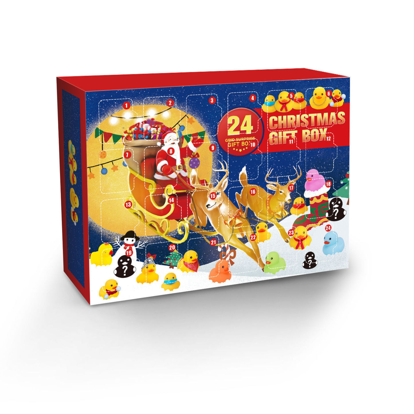 Christmas Rubber Duck Advent Calendar 24 Days Surprise Box Cute Holiday Duck Toys Blind Box Gift for Kids
