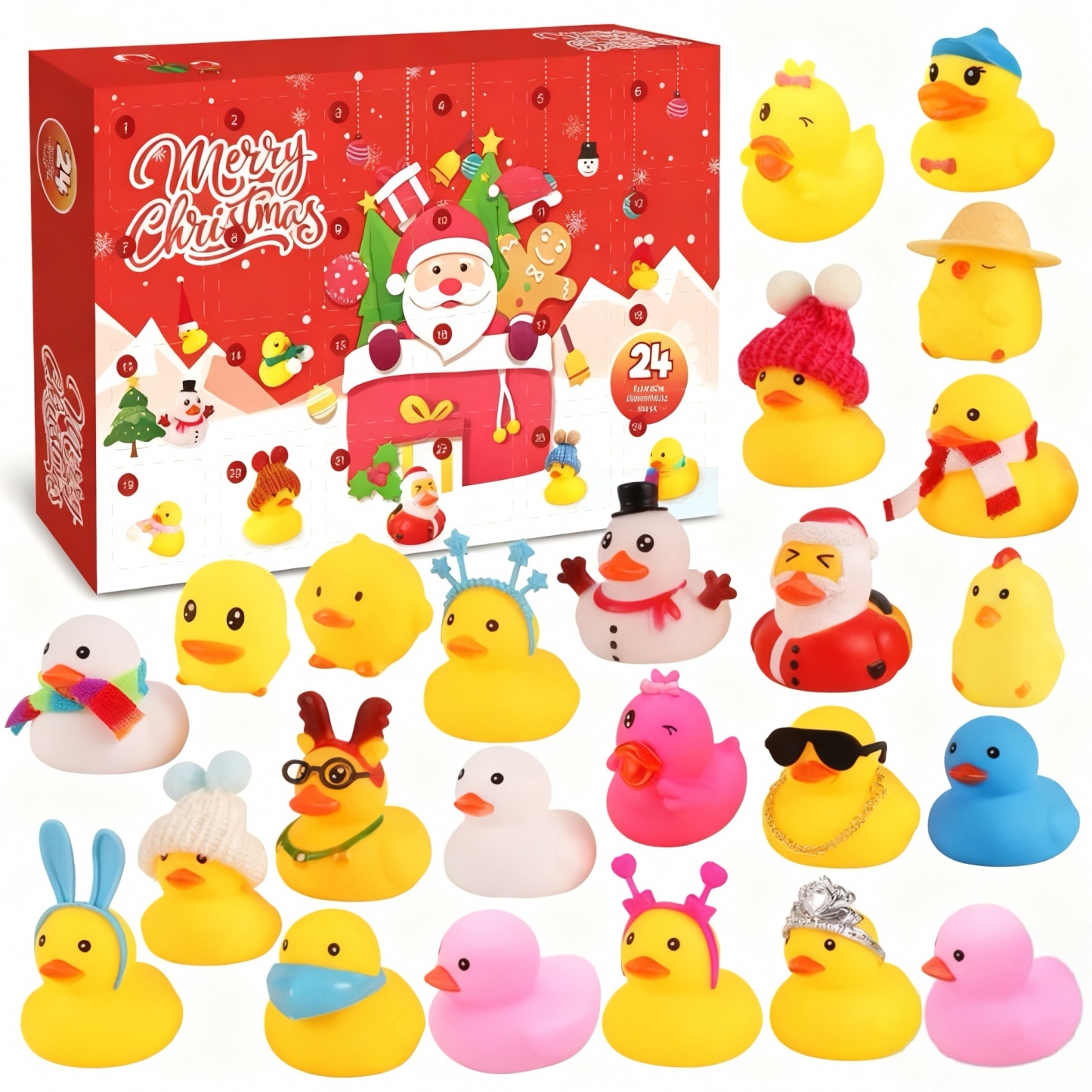 Creative Rubber Duck Blind Box Advent Calendar 24 Christmas Surprise Ducks Collectible Toy Set for Kids