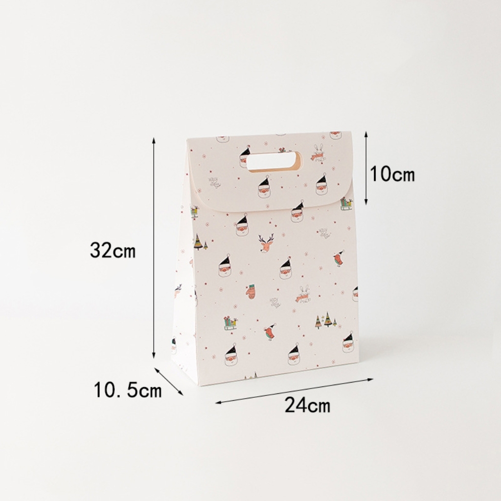 Christmas Gift Paper Bag for Christmas Day Party Supplies-White-L
