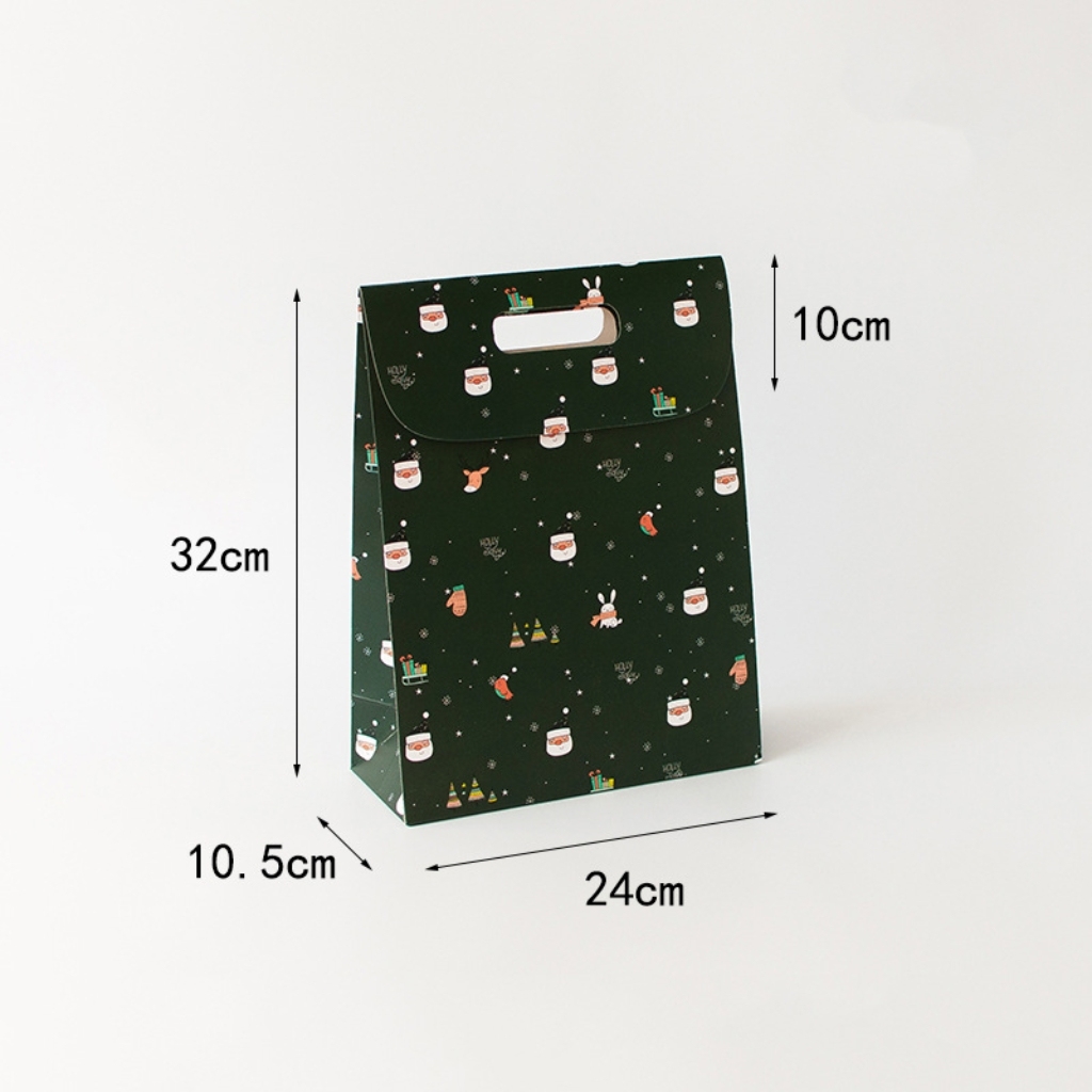 [Copy]Christmas Gift Paper Bag for Christmas Day Party Supplies-Green-L