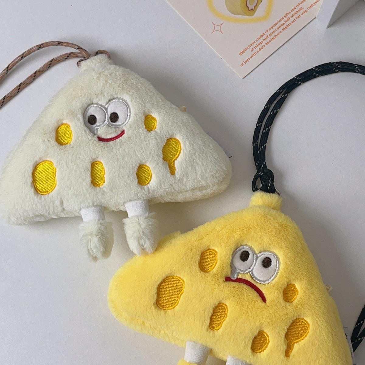 Cute Coin Purse Cheese Card Holder for Women Holiday Gift Crossbody Bag Short Velvet Emoji Coin Purse