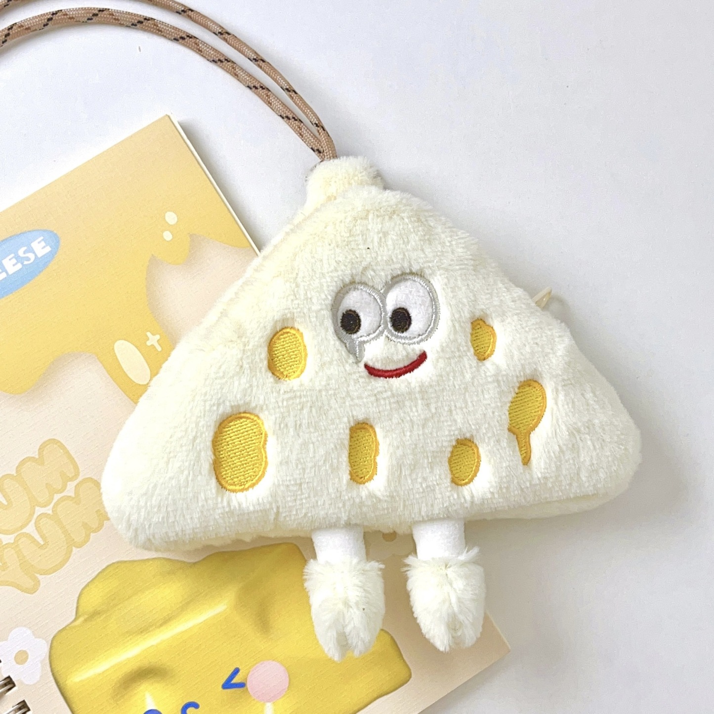 Cute Coin Purse Cheese Card Holder for Women Holiday Gift Crossbody Bag Short Velvet Emoji Coin Purse