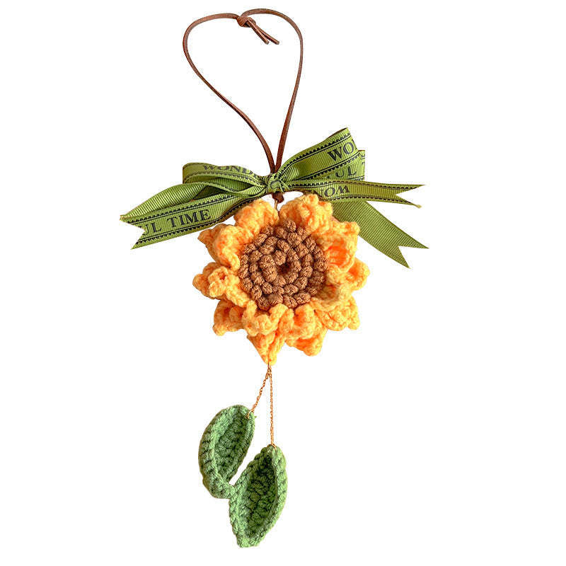 Crochet Sunflower Knitted Flowers Car Mirror Hanging Accessories - Myphotomugs