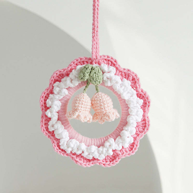 Crochet Flower Car Mirror Hanging Plant Knitted Flowers Car Decor Accessories - Myphotomugs
