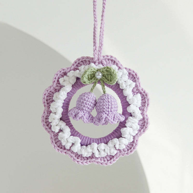 Crochet Flower Car Mirror Hanging Plant Knitted Flowers Car Decor Accessories - Myphotomugs