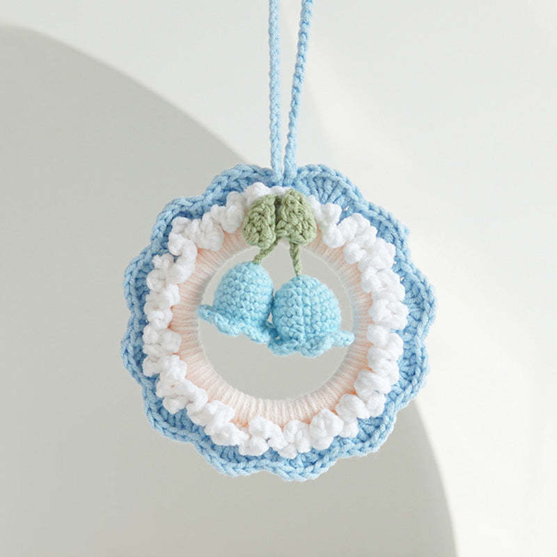 Crochet Flower Car Mirror Hanging Plant Knitted Flowers Car Decor Accessories - Myphotomugs