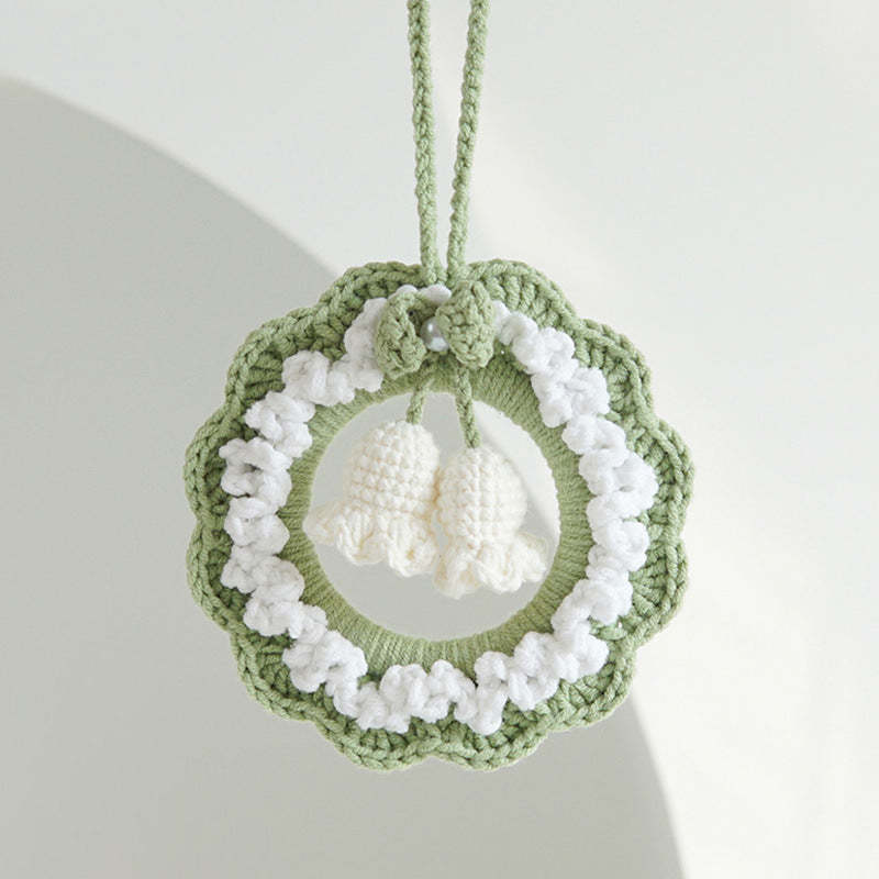 Crochet Flower Car Mirror Hanging Plant Knitted Flowers Car Decor Accessories - Myphotomugs