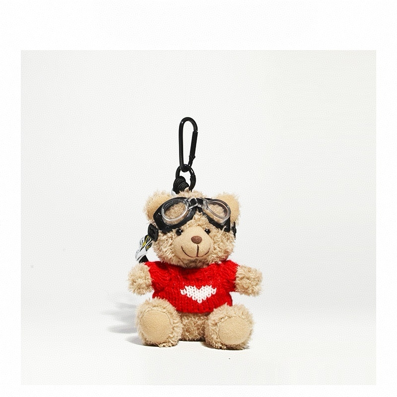 Cute Bear Keychain Soft Plush Teddy Bag Charm Christmas New Year Gift for Her