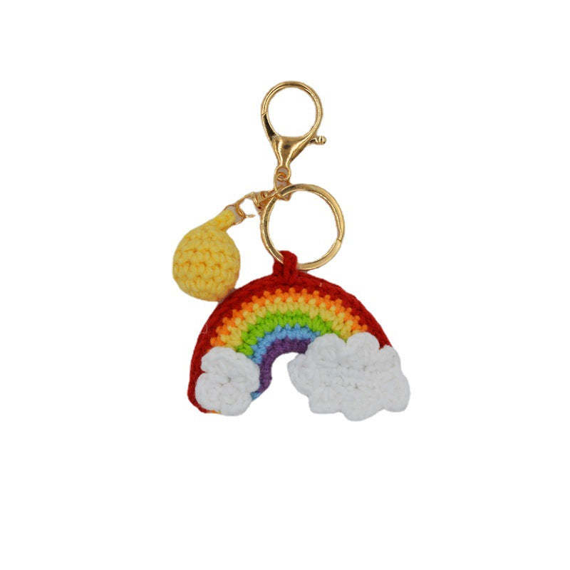 Rainbow Handmade Knitted Keychain Cute Crochet Key Pendant Bag Decoration Gifts - Myphotomugs