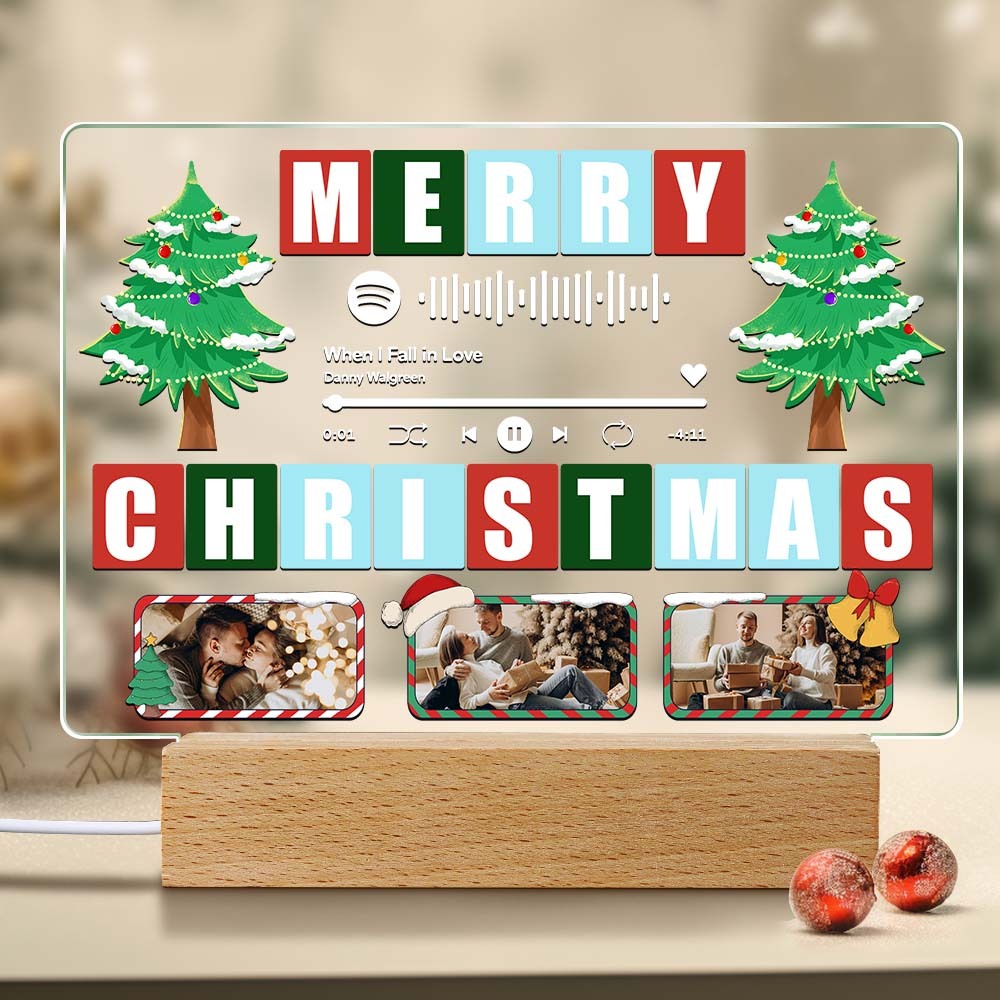 Personalized Christmas Light Night Custom Spotify Code Lamp Custom Christmas Gift for Family - Myphotomugs