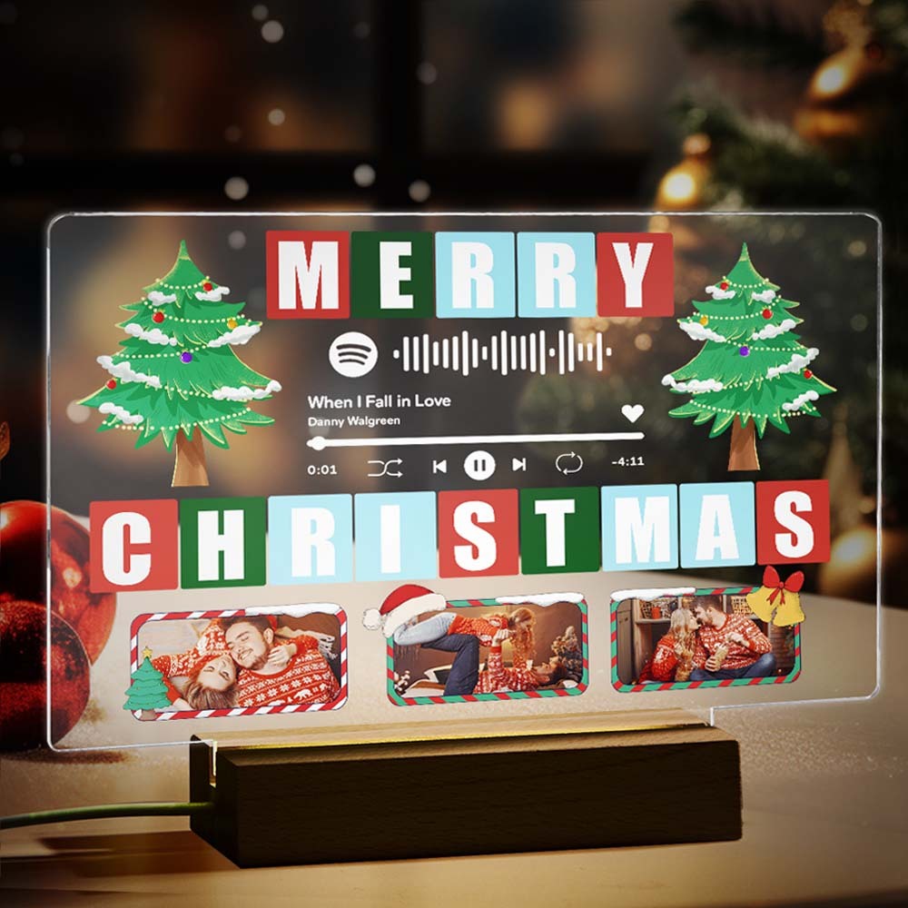 Personalized Christmas Light Night Custom Spotify Code Lamp Custom Christmas Gift for Family - Myphotomugs