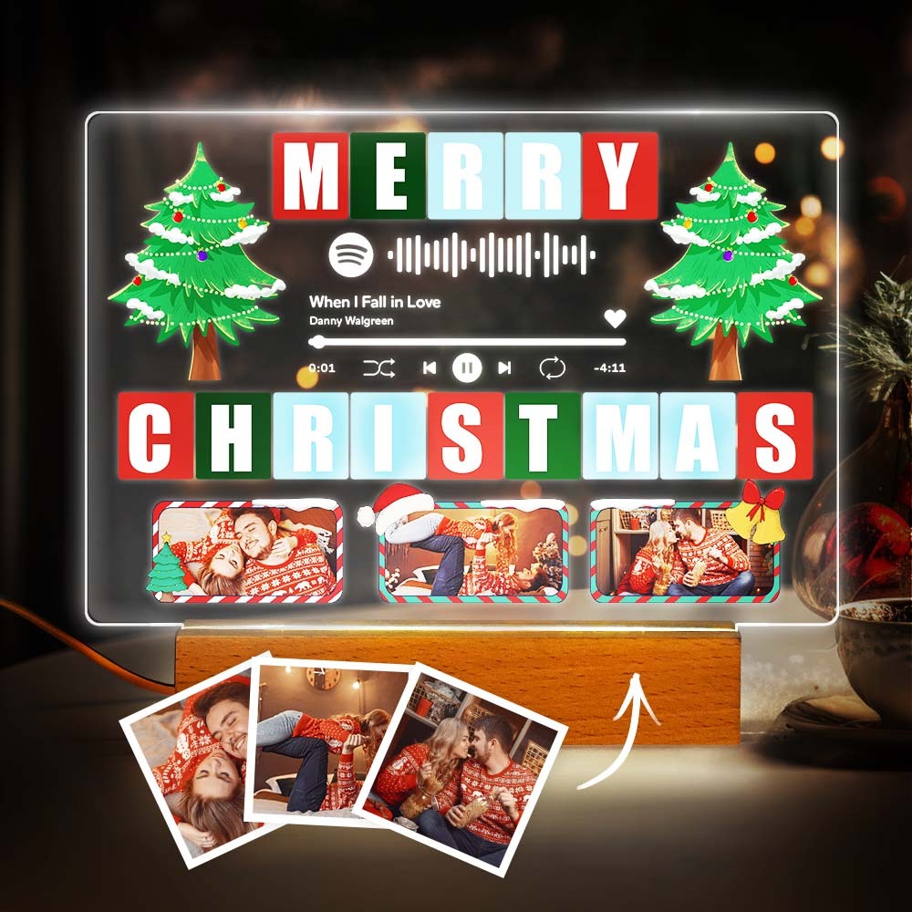 Personalized Christmas Light Night Custom Spotify Code Lamp Custom Christmas Gift for Family - Myphotomugs