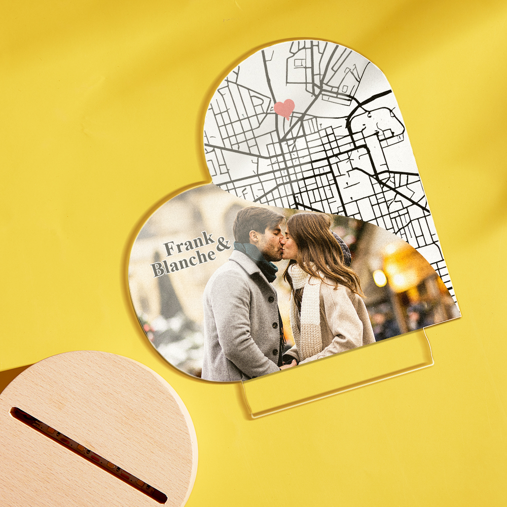 Personalized Heart Night Light Custom Anniversary Gift for Couples Custom Heart LED Night Lamp