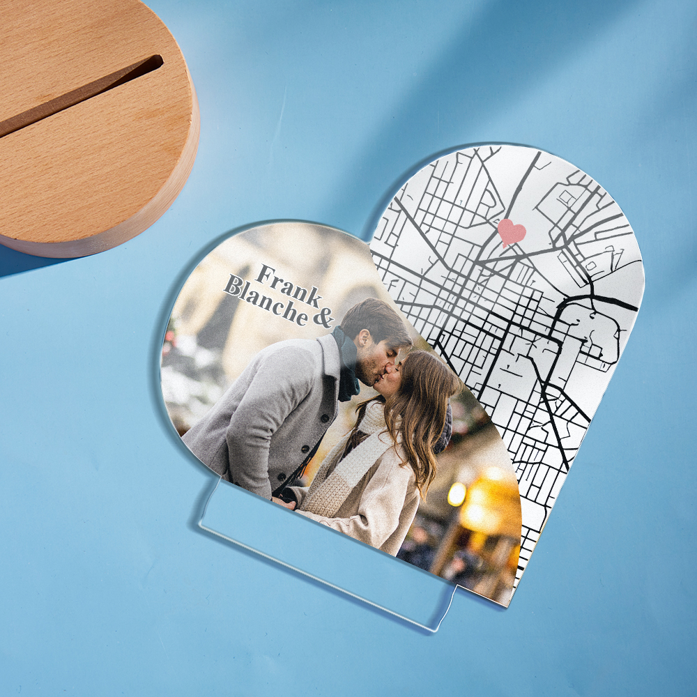 Personalized Heart Night Light Custom Anniversary Gift for Couples Custom Heart LED Night Lamp