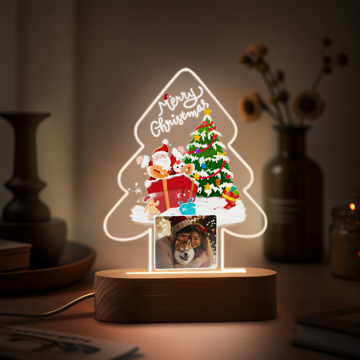 Custom Christmas Night Light Personalized Photo Christmas Night Light Gifts for Lover