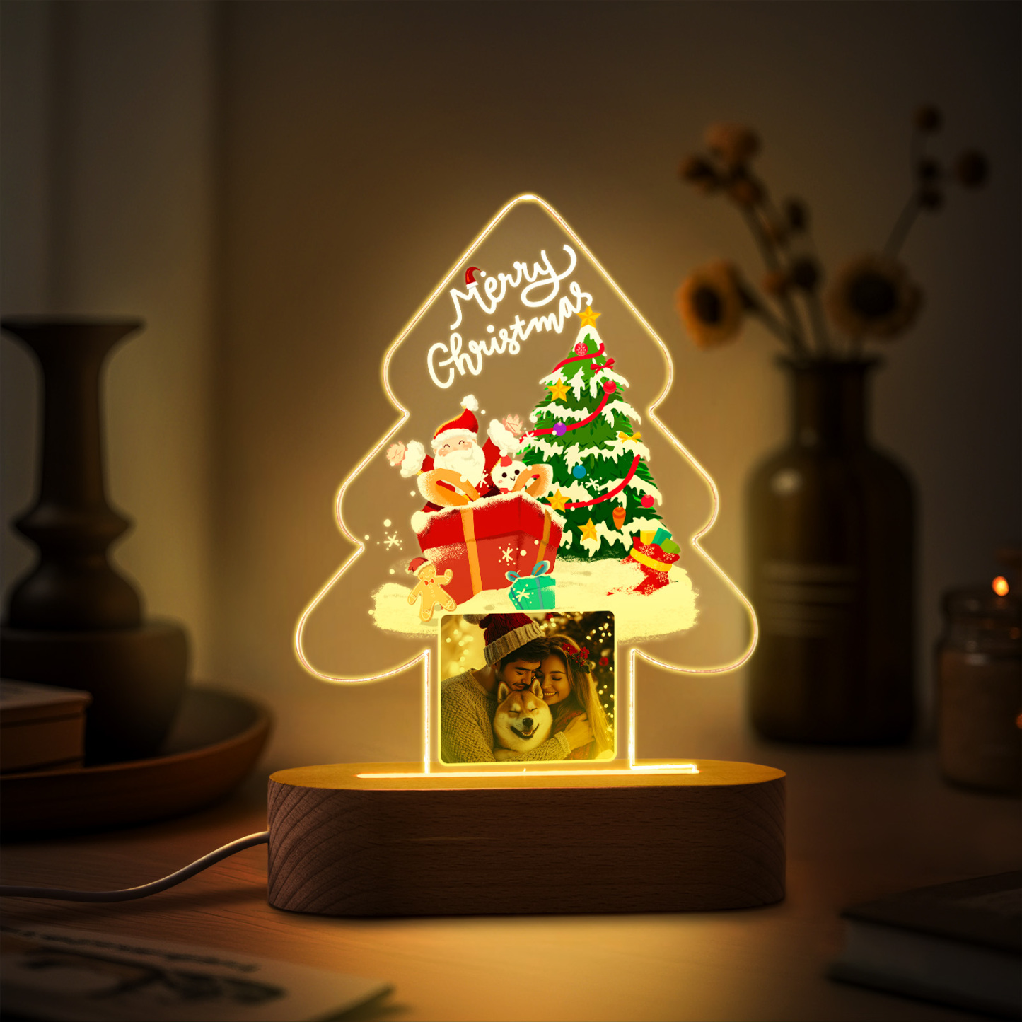 Custom Christmas Night Light Personalized Photo Christmas Night Light Gifts for Lover