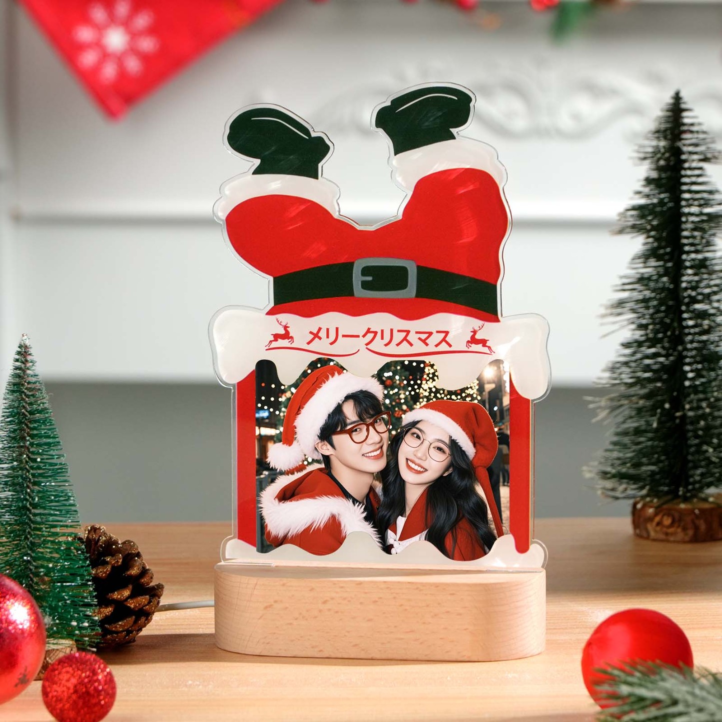 Personalized Photo Christmas Night Light Custom LED Lamp Decor Christmas Gifts for Him