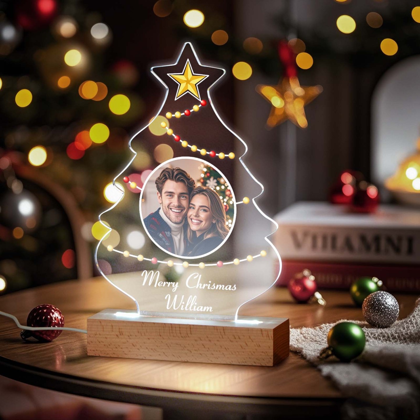 Custom Christmas Night Light Personalized Photo Christmas Lamp Christmas Tree Lamp