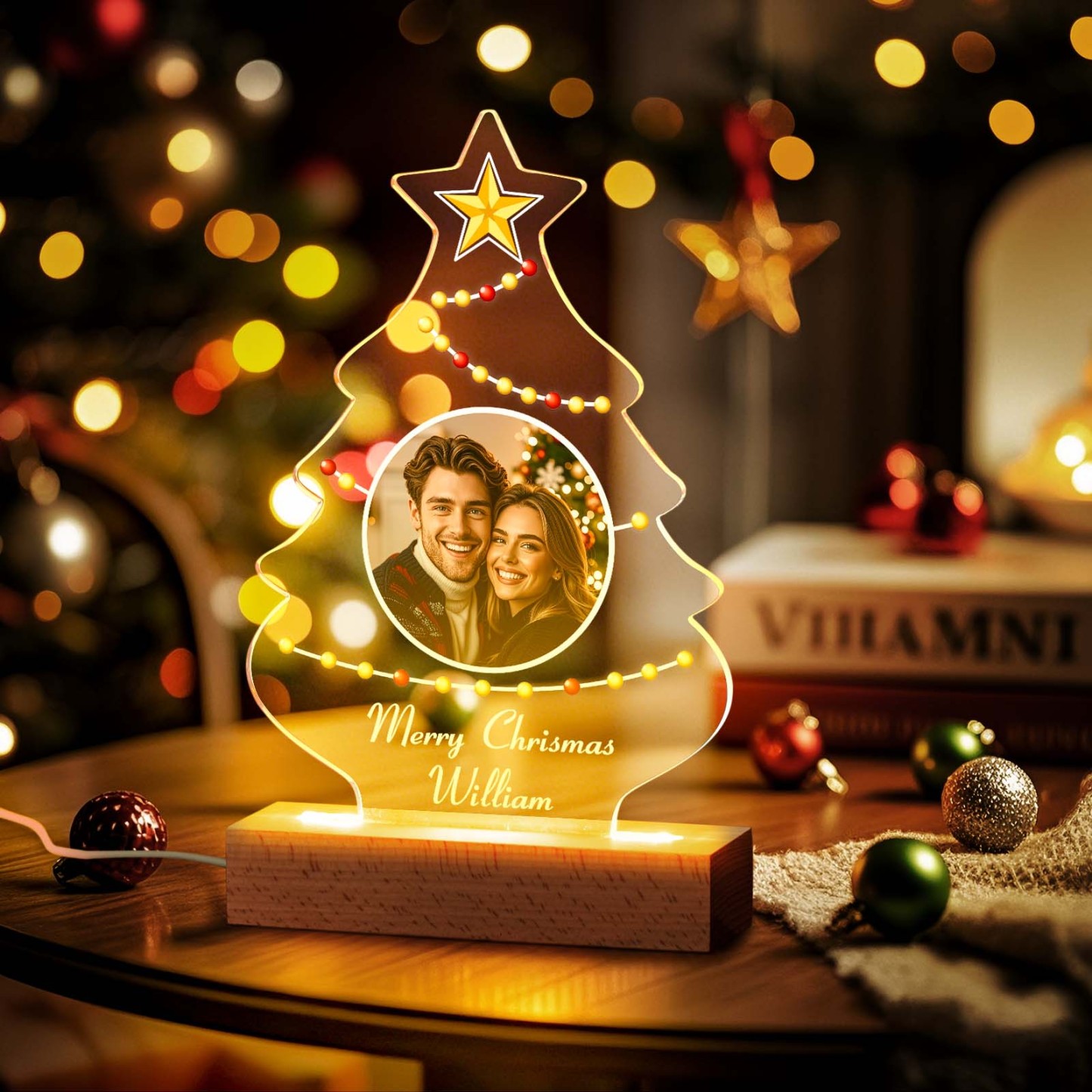 Custom Christmas Night Light Personalized Photo Christmas Lamp Christmas Tree Lamp