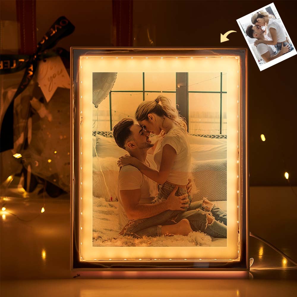 Custom Mirror Night Light Custom Photo Night Light Photo Frame Gift for Mom
