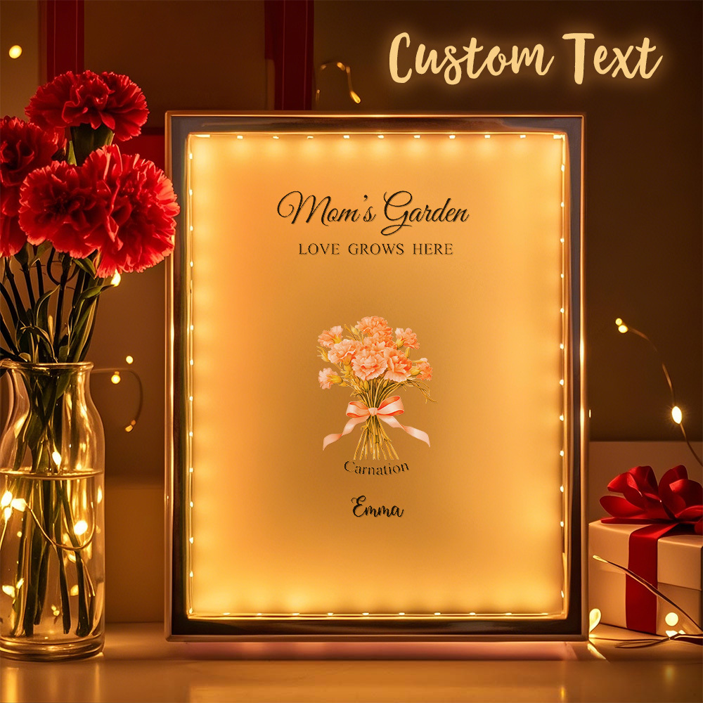 Custom Birth Flower Mirror Lamp Personalized Night Light Gift Gift for Mom