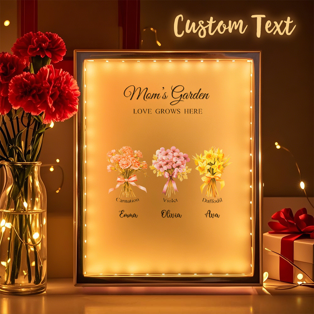 Custom Birth Flower Mirror Lamp Personalized Night Light Gift Gift for Mom