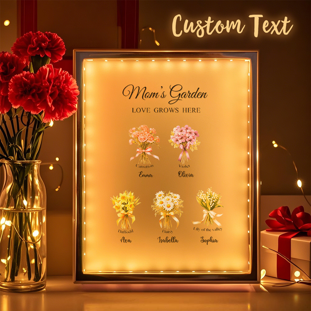 Custom Birth Flower Mirror Lamp Personalized Night Light Gift Gift for Mom
